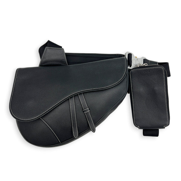 Saddle Crossbody Bag Black, Silver hardware