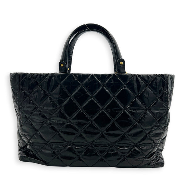 2.55 Tote Bag Black in Distressed Leather, Antique Brass hardware