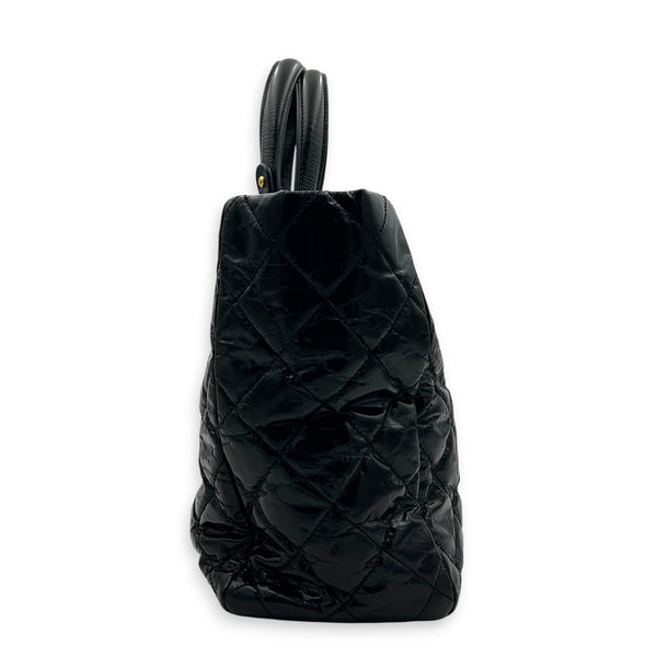 2.55 Tote Bag Black in Distressed Leather, Antique Brass hardware