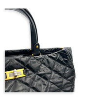 2.55 Tote Bag Black in Distressed Leather, Antique Brass hardware