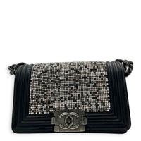 Boy Shoulder Bag Small Black, Ruthenium hardware