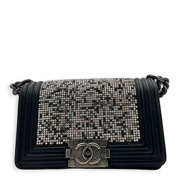 Boy Shoulder Bag Small Black, Ruthenium hardware