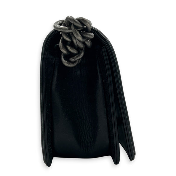 Boy Shoulder Bag Small Black, Ruthenium hardware