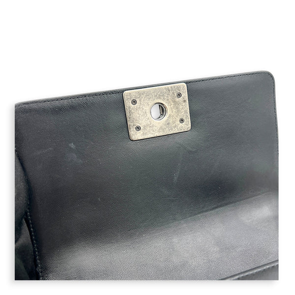 Boy Shoulder Bag Small Black, Ruthenium hardware