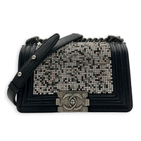 Boy Shoulder Bag Small Black, Ruthenium hardware