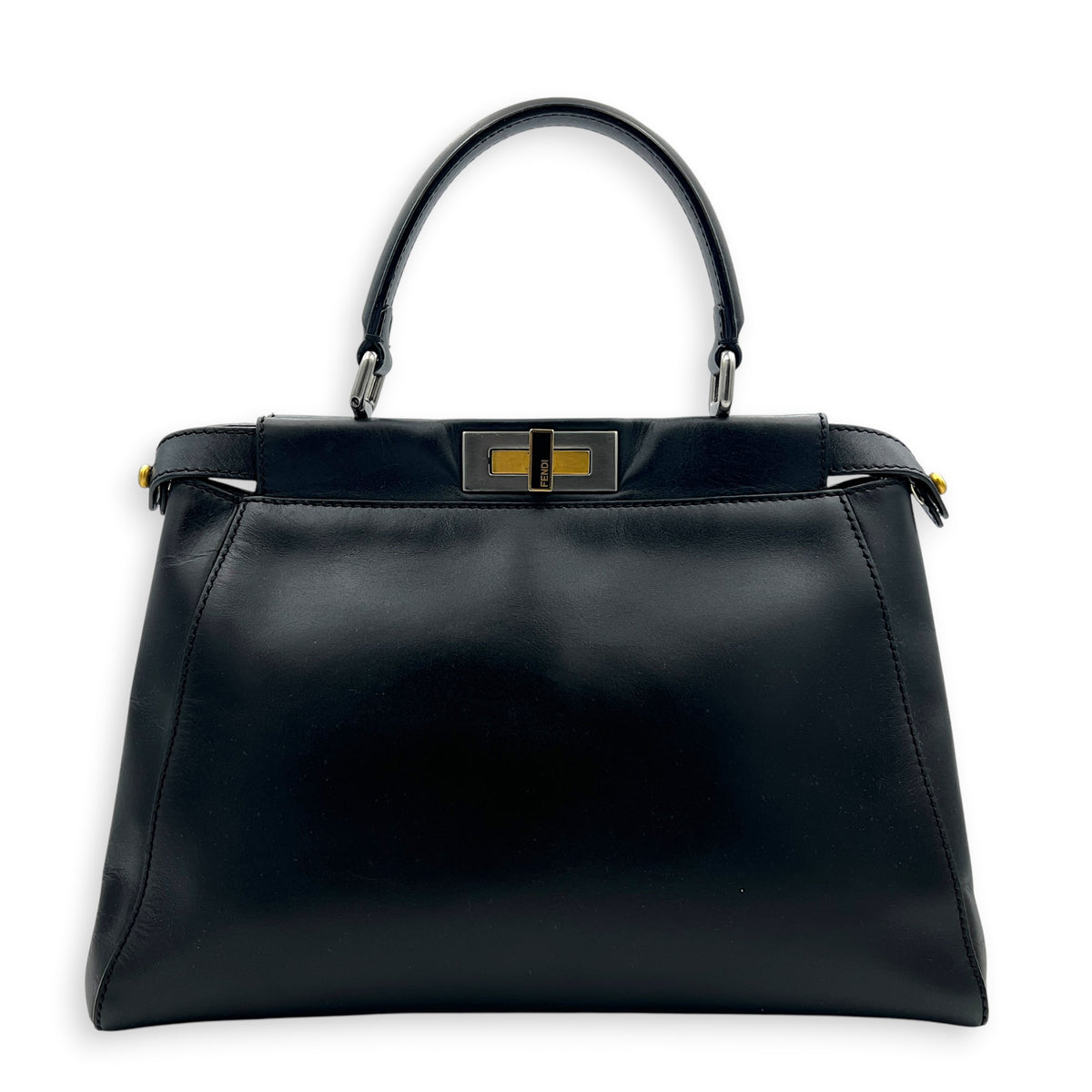 Peekaboo Top Handle Bag Black in Calfskin, Mixed hardware