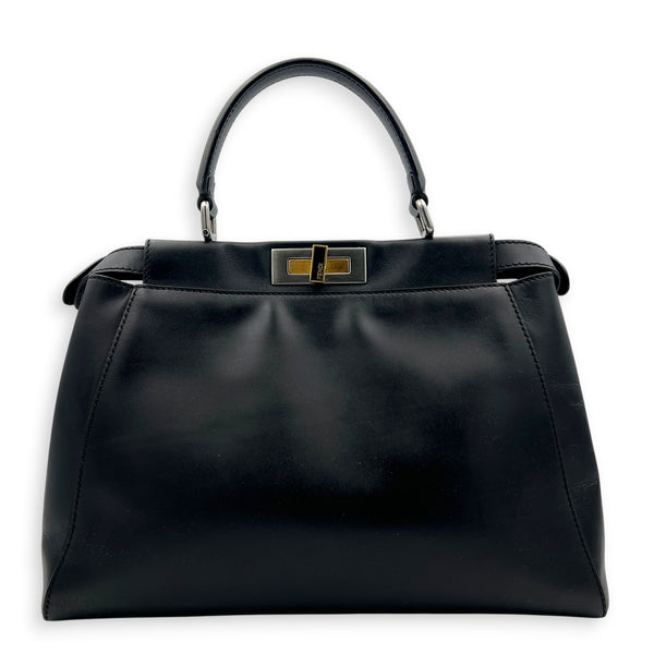 Peekaboo Top Handle Bag Black in Calfskin, Mixed hardware