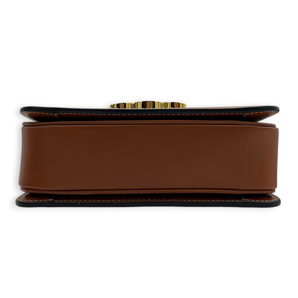 Triomphe Shoulder Bag Tan in Coated Canvas, Gold hardware