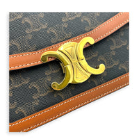 Triomphe Shoulder Bag Tan in Coated Canvas, Gold hardware
