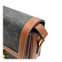 Triomphe Shoulder Bag Tan in Coated Canvas, Gold hardware