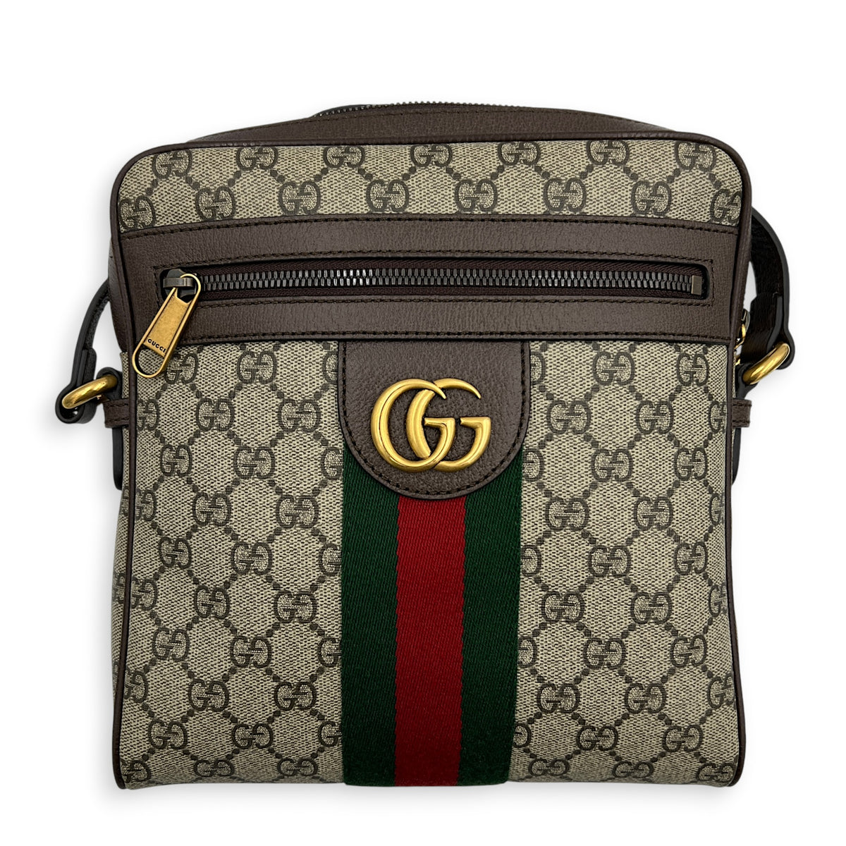 GG Supreme Messenger Beige in Coated Canvas, Antique Brass hardware