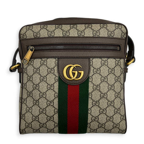 GG Supreme Messenger Beige in Coated Canvas, Antique Brass hardware