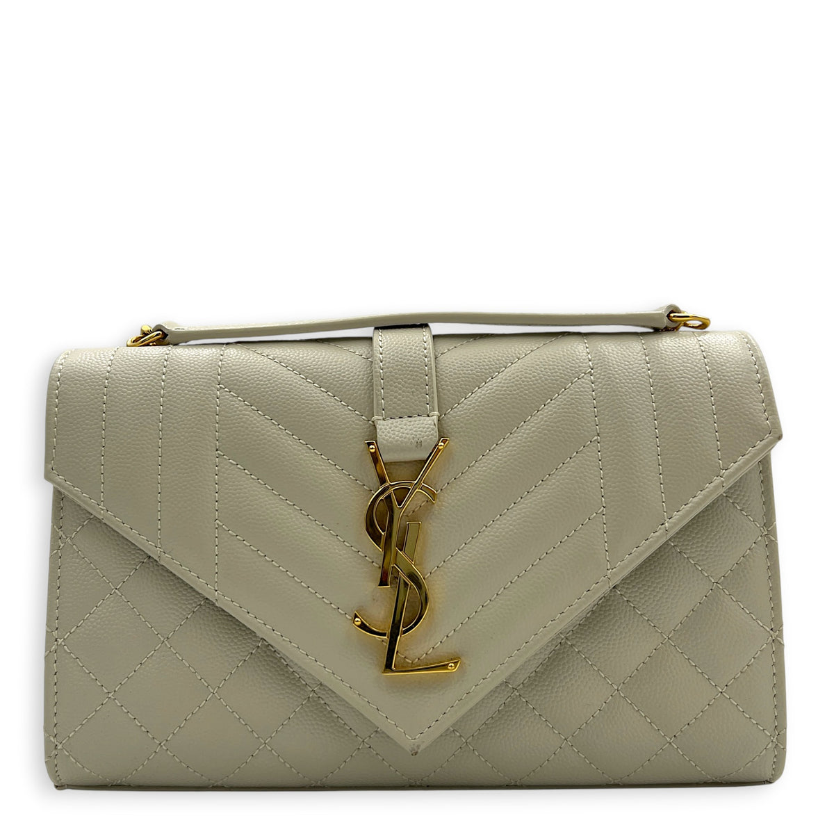 Envelope Shoulder Bag White, Gold hardware