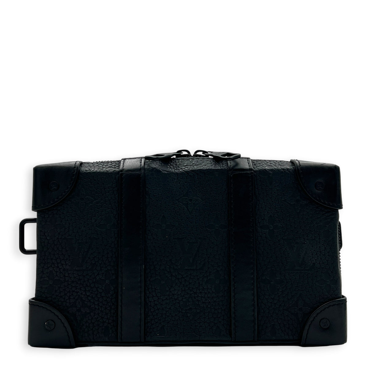 Soft Trunk Black Clutch in Taurillon Leather, Monochrome hardware