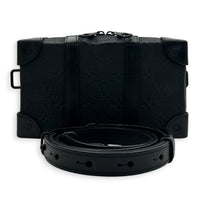Soft Trunk Black Clutch in Taurillon Leather, Monochrome hardware