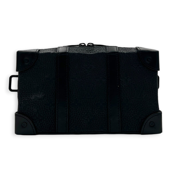 Soft Trunk Black Clutch in Taurillon Leather, Monochrome hardware