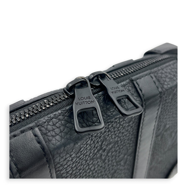 Soft Trunk Black Clutch in Taurillon Leather, Monochrome hardware