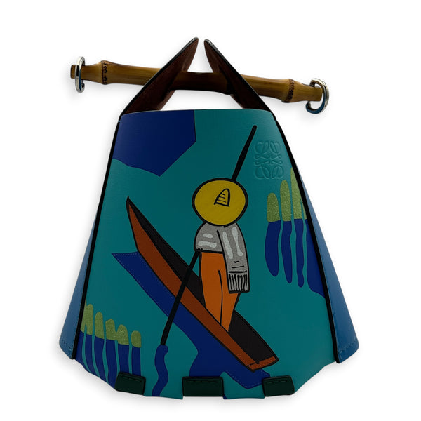 Ken Price Blue Bucket Bag in Calfskin, Palladium hardware