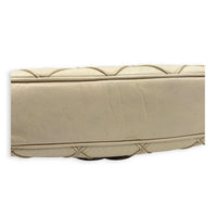 CC Double Stitch White Shoulder Bag in Lambskin, Silver hardware