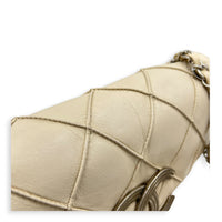 CC Double Stitch White Shoulder Bag in Lambskin, Silver hardware