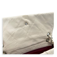 CC Double Stitch White Shoulder Bag in Lambskin, Silver hardware