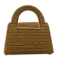 Kelly Top Handle Bag Small Brown in Raffia, Gold hardware