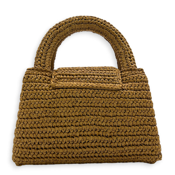 Kelly Top Handle Bag Small Brown in Raffia, Gold hardware