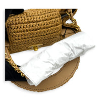 Kelly Top Handle Bag Small Brown in Raffia, Gold hardware