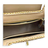 Kelly Top Handle Bag Small Brown in Raffia, Gold hardware