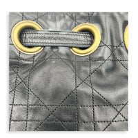Cannage Shoulder Bag Black in Lambskin, Antique Brass hardware