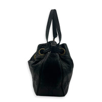 Cannage Shoulder Bag Black in Lambskin, Antique Brass hardware
