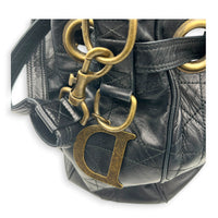 Cannage Shoulder Bag Black in Lambskin, Antique Brass hardware