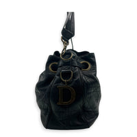Cannage Shoulder Bag Black in Lambskin, Antique Brass hardware