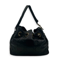 Cannage Shoulder Bag Black in Lambskin, Antique Brass hardware