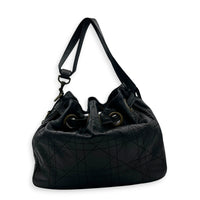 Cannage Shoulder Bag Black in Lambskin, Antique Brass hardware