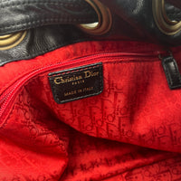 Cannage Shoulder Bag Black in Lambskin, Antique Brass hardware