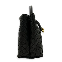 Andiamo Top Handle Bag Small Green in Intrecciato Leather, Gold hardware