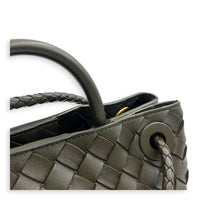 Andiamo Top Handle Bag Small Green in Intrecciato Leather, Gold hardware
