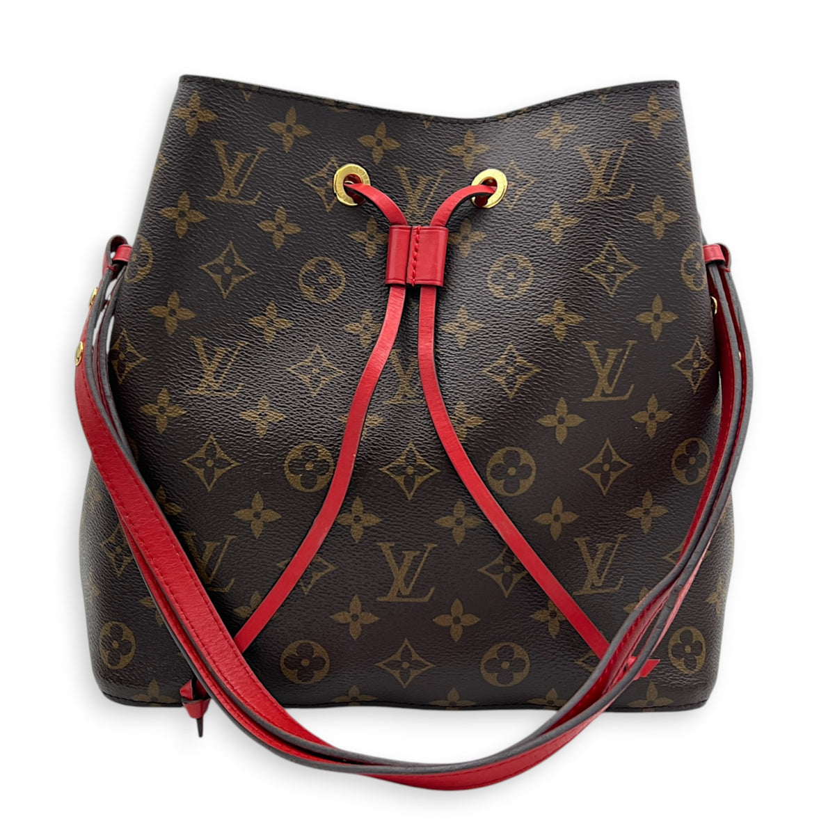 NeoNoe Bucket Bag Cerise in Monogram Coated Canvas, Gold hardware