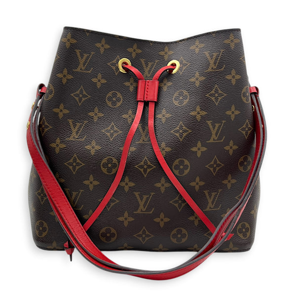 NeoNoe Bucket Bag Cerise in Monogram Coated Canvas, Gold hardware