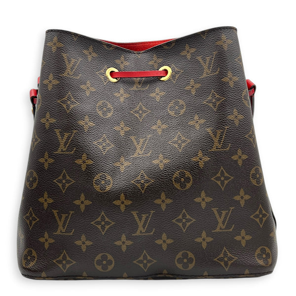 NeoNoe Bucket Bag Cerise in Monogram Coated Canvas, Gold hardware
