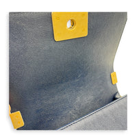 Boy Shoulder Bag Blue in Caviar Leather, Brushed Gold hardware