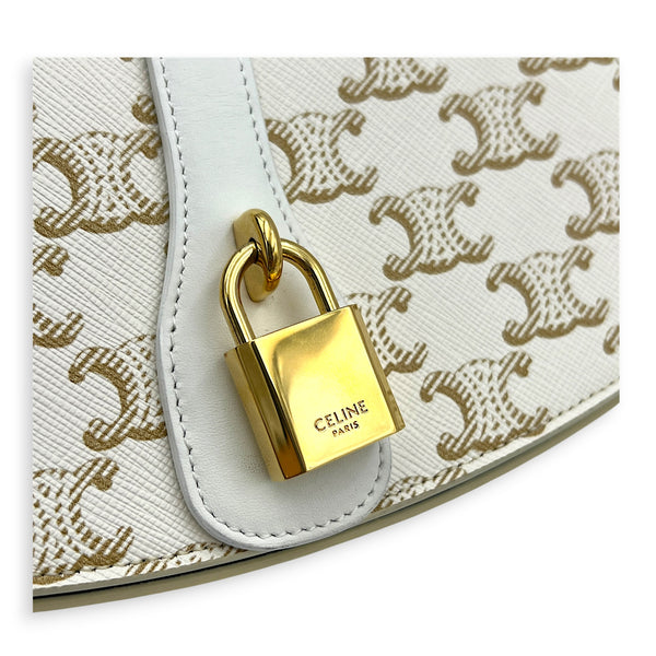 Tabou Shoulder Bag Beige in Coated Canvas, Gold hardware