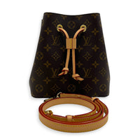 NeoNoe BB Brown Bucket Bag in Monogram Coated Canvas, Gold hardware