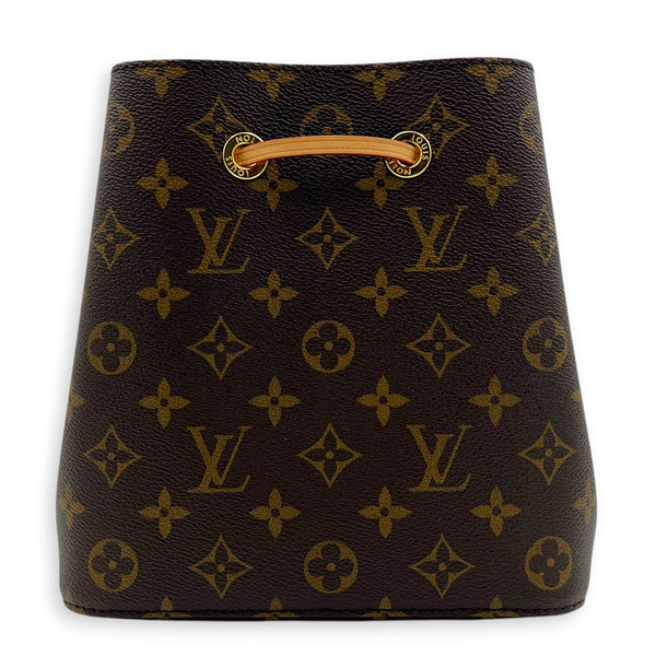 NeoNoe BB Brown Bucket Bag in Monogram Coated Canvas, Gold hardware