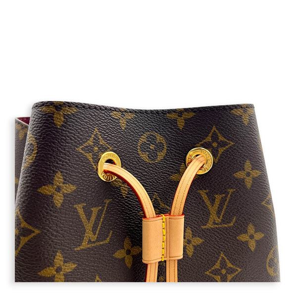 NeoNoe BB Brown Bucket Bag in Monogram Coated Canvas, Gold hardware