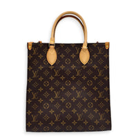 Sac Plat Tote Bag Brown in Monogram Coated Canvas, Gold hardware