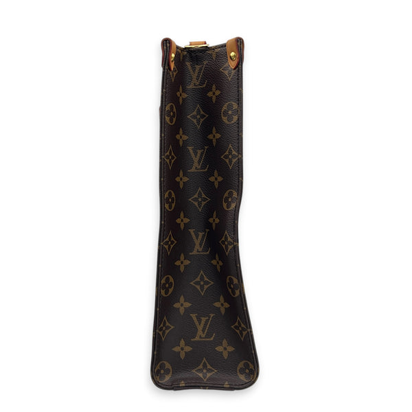 Sac Plat Tote Bag Brown in Monogram Coated Canvas, Gold hardware