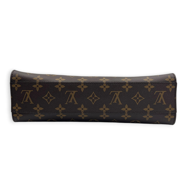 Sac Plat Tote Bag Brown in Monogram Coated Canvas, Gold hardware