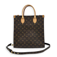 Sac Plat Tote Bag Brown in Monogram Coated Canvas, Gold hardware